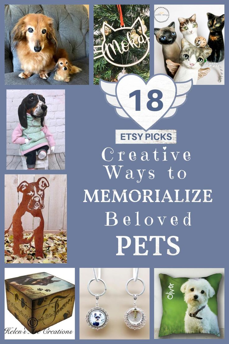 Ideas for memorializing pets including custom pet portraits, jewelry, and decor with cats and dog. Dog Memorials Diy, Ideas For Pet Memorial, Animal Memorial Ideas Diy, Dog Keepsake Ideas, Pet Remembrance Garden Ideas, Dog Remembrance Ideas, Pet Memorial Ideas Cat, Pet Loss Gift Ideas, Ways To Memorialize A Dog