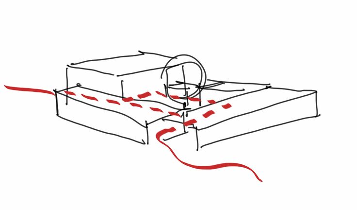 a drawing of a bed with red lines coming out of it and the mattress is not in position