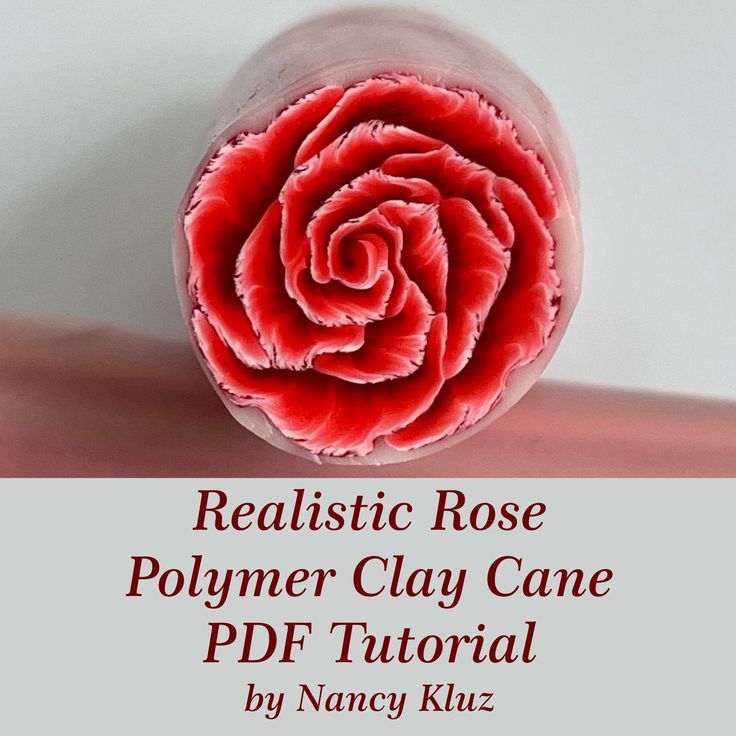 realistic rose polymer clay cane with text reading realistic rose polymer clay cane