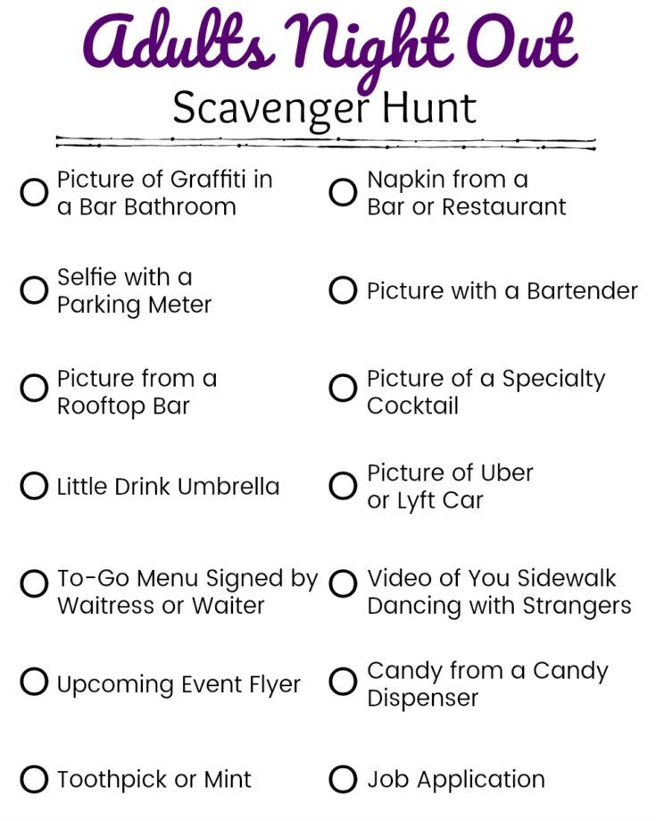 the rules for an adult night out scavenger hunt