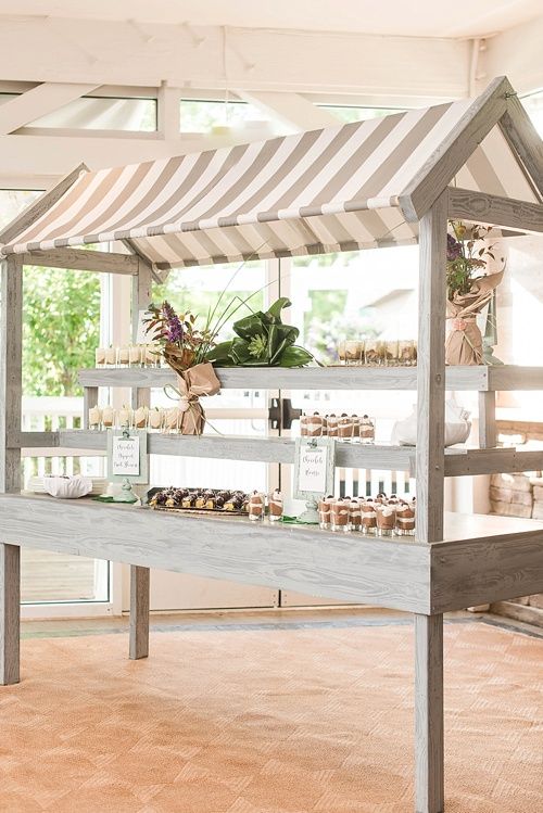 a table with food on it in a room