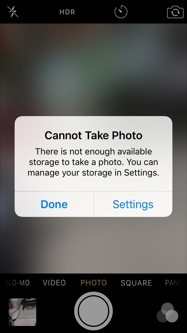 an iphone screen with the text cannot take photo and don't take photos on it