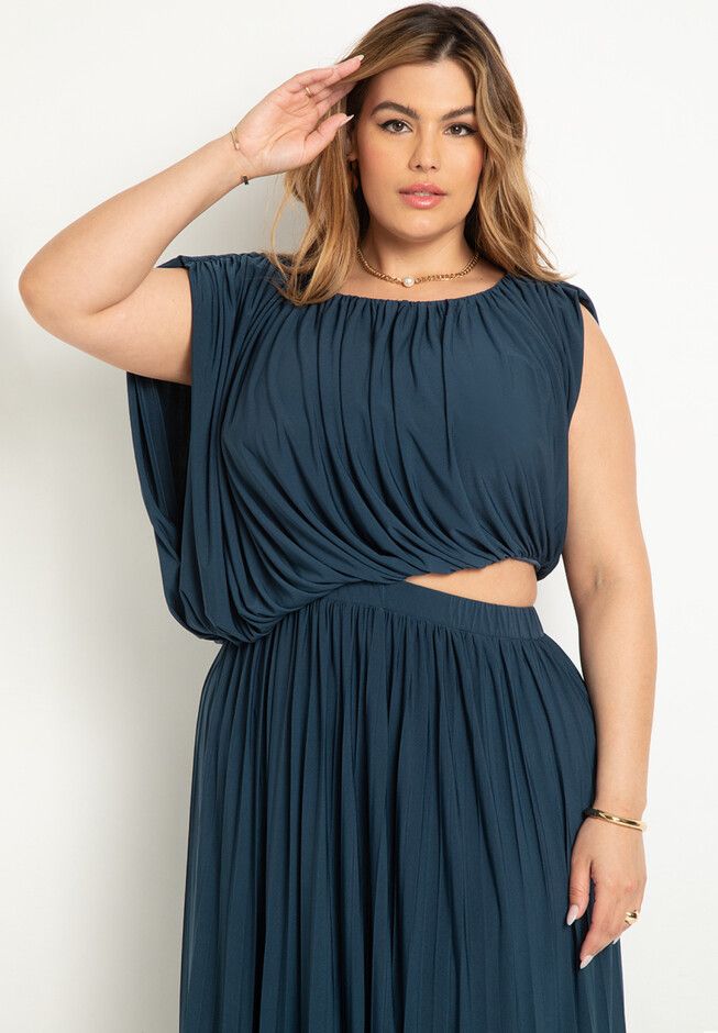 Asymmetrical Maxi Dress | Eloquii Art Gallery Outfit Plus Size, Womens Plus Size Dresses For Wedding Guest, Tummy Hiding Dress, Plus Size Dramatic Classic, Plus Size Fall Wedding Guest Dress, Plus Size Bridal Shower Outfit Guest, Dresses To Hide Tummies, Plus Size Purple Dress, Romantic Plus Size Outfits