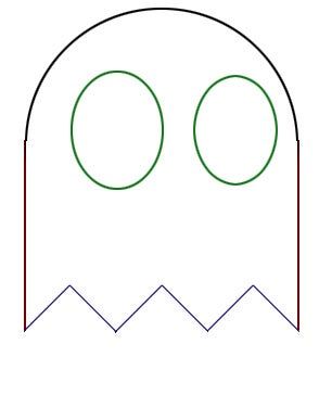 a drawing of a rocket ship with two eyes