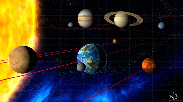 an artist's rendering of the solar system with eight planets