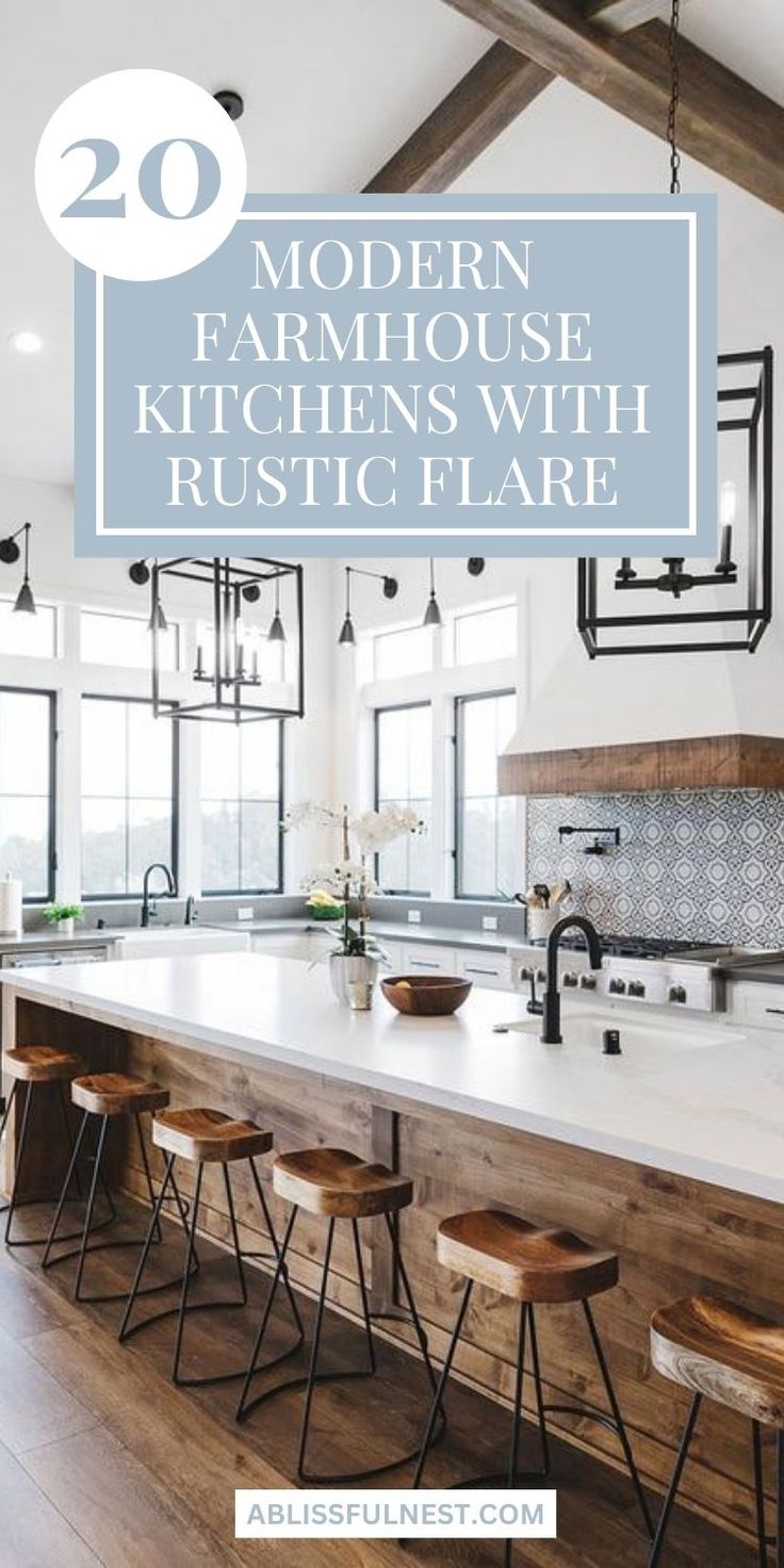 modern farmhouse kitchen with rustic flair and wood flooring is featured in this postcard