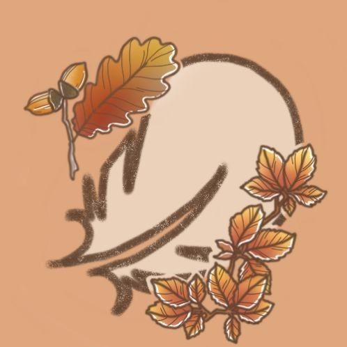 a drawing of a hat with leaves on the side and a flower in the middle