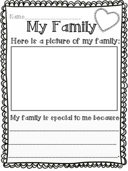 a family card with the words, my family here is a picture of my family