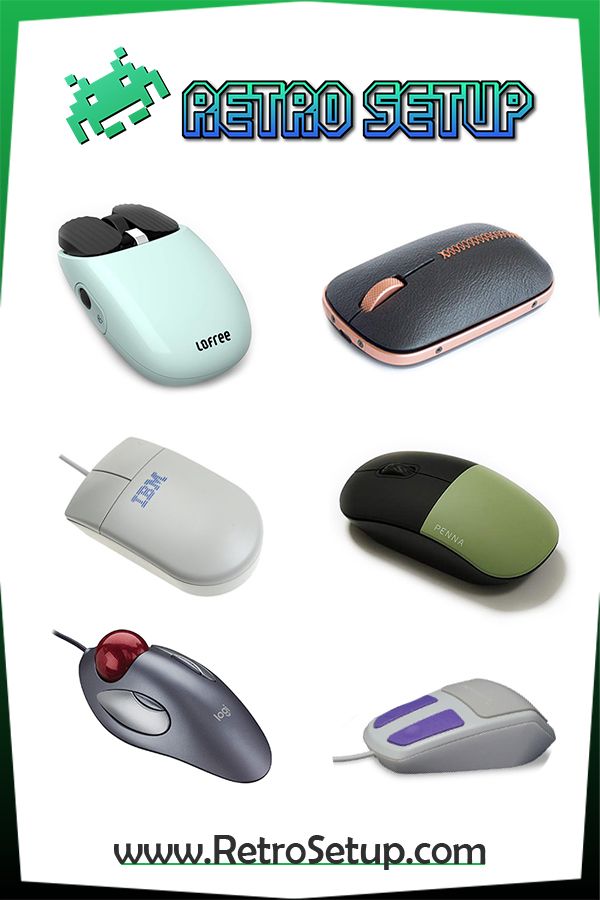 there are many different computer mouses on this page, including one with the word retro setup