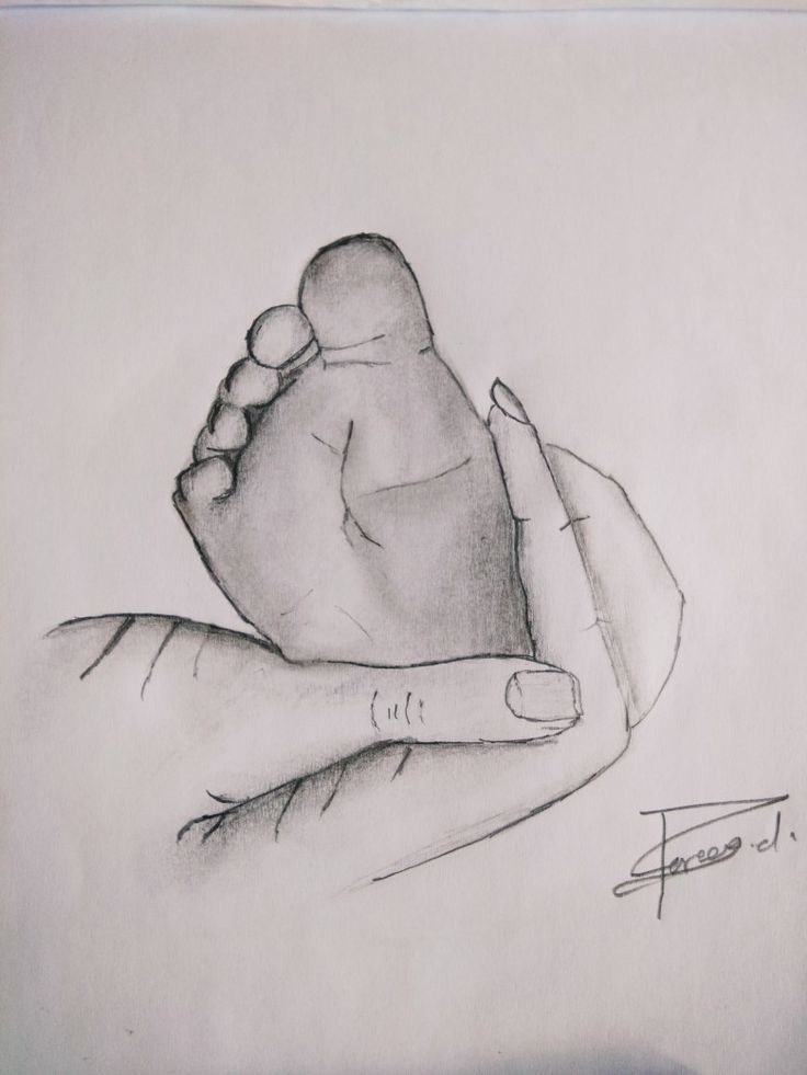 Small Baby Artframe Baby Drawing Baby Sketch Feet Drawing