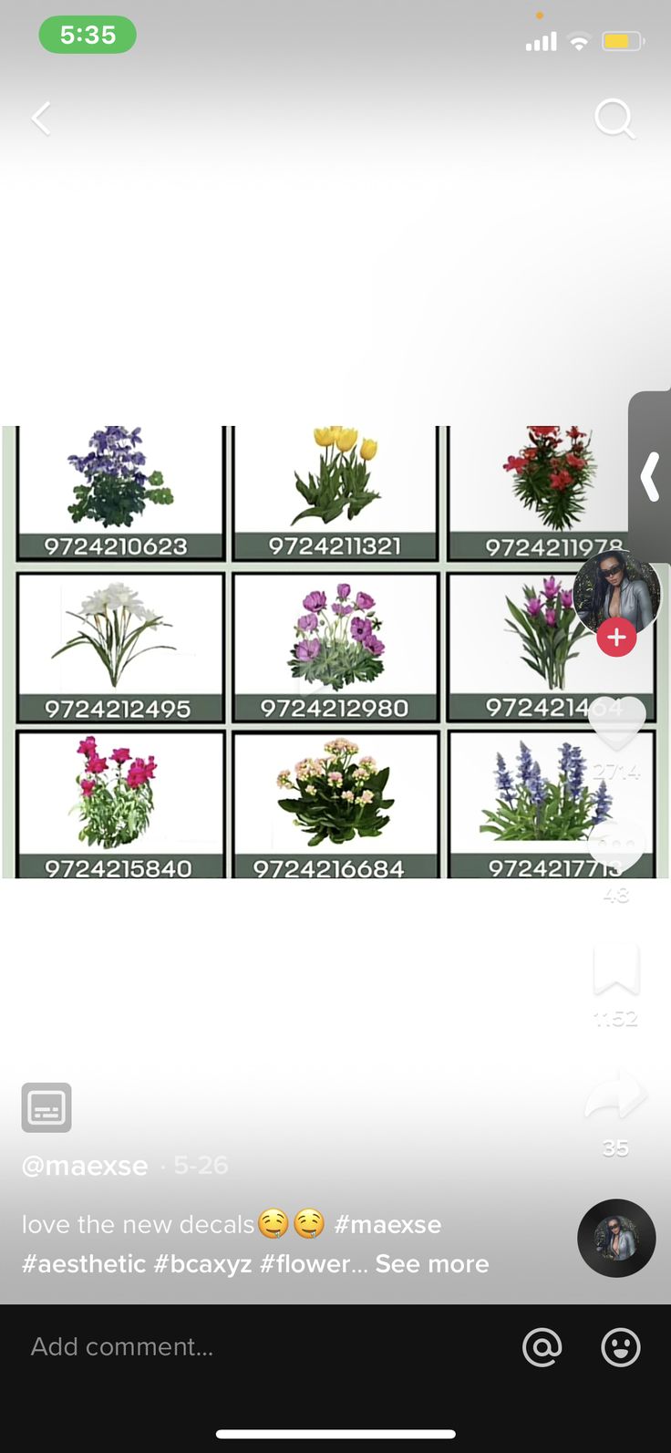 the screenshot shows different types of flowers and plants in each section, including lavenders