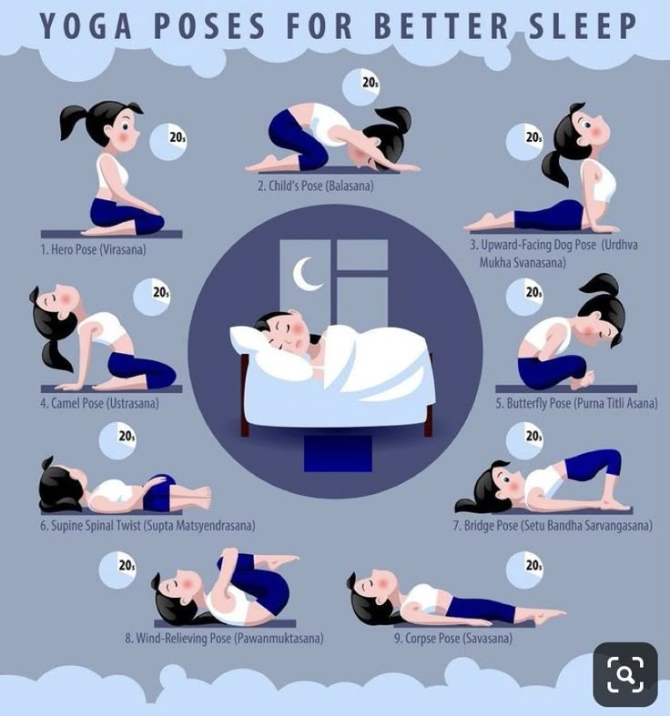 a woman doing yoga poses for better sleep with the instructions on how to do it