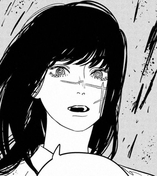 an anime character with glasses on her face and long black hair, holding a round object