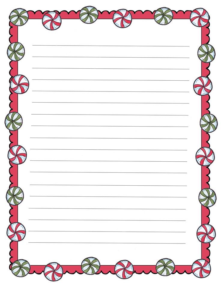 a christmas lined paper with candy canes on it