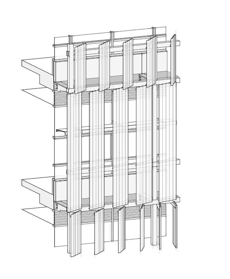 an architectural drawing of a tall building