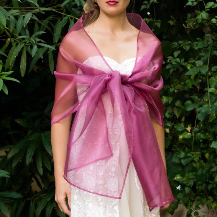 A very elegant organza shawl for your wedding party or evening dress. Made of luxury organza, slightly sparkles on the sun or light. Color: bordeaux burgundy wine ( other colors are available ) Size : 200 cm x 45 cm You can use it as a wrap, shawl or stola. WE have matching bags in our Etsy Shop! WE accept credit cards! Sheer Organza Veil For Party, Sheer Organza Party Veil, Elegant Tulle Veil For Party, Elegant Sheer Organza Veil, Elegant Sheer Veil For Evening, Formal Organza Shawl, Purple Silk Shawl For Wedding, Elegant Organza Shawl For Evening, Elegant Fitted Pink Shawl