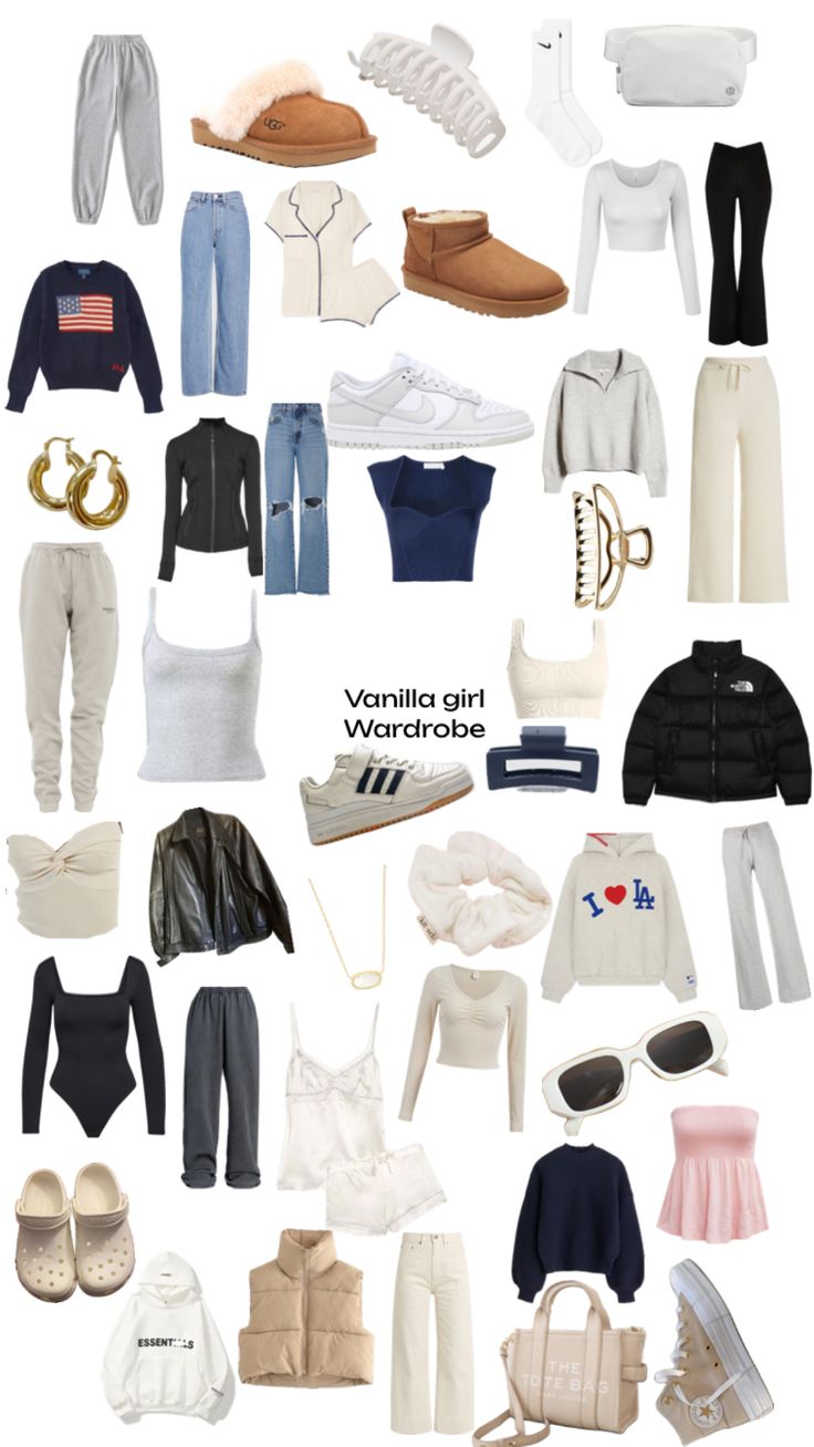 Vanilla girl closet Katie Fang Inspired Outfits, Amazon Guest Wedding Dress, Where To Buy Clean Girl Clothes, European Fashion School, Vanilla Girl Capsule Wardrobe, Vinilla Girl Outfit Ideas, Clothing Essentials Aesthetic, Clothing Asthetic Styles List, Vanilla Girl Aesthetic Outfits Winter