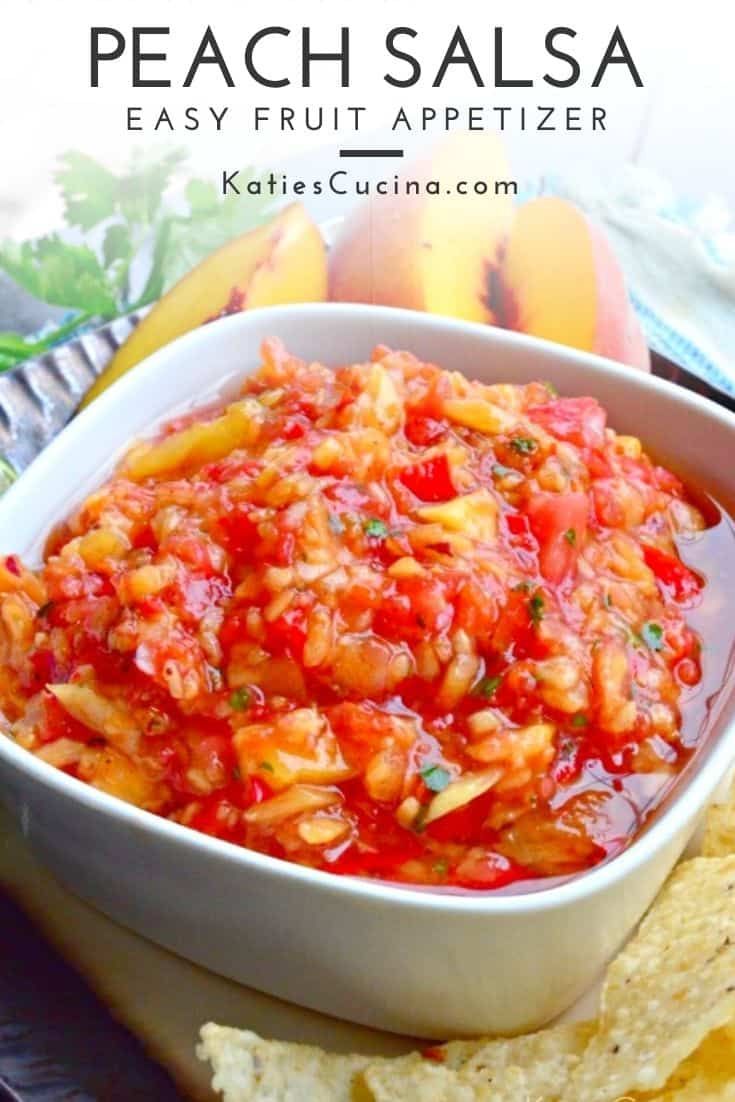 a white bowl filled with salsa next to tortilla chips