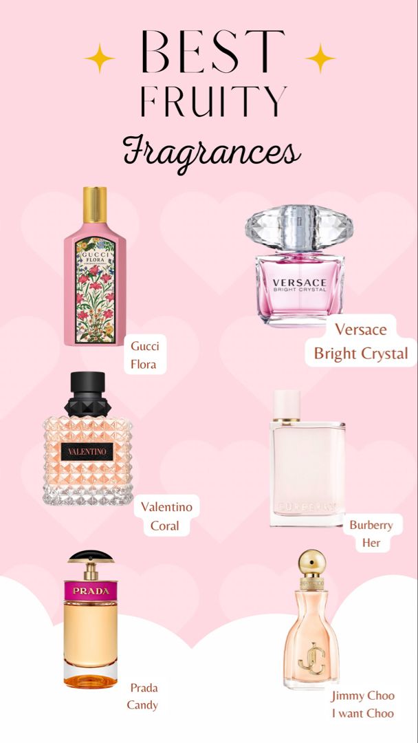 These are some of my favoeite fruity fragrances. Some of these perfumes have a hint of floral. You will love these fruity scents, and so will others around you. These fragrances are perfect for summer, spring, and daytime. Floral Scented Perfume, Soft Sweet Perfume, Spring Perfumes For Women 2023, Fruity Smelling Perfume, Fruity Fragrance For Women, Sweet Fragrances For Women, Soft Floral Perfume, Best Floral Perfume, Fruity Scented Perfume