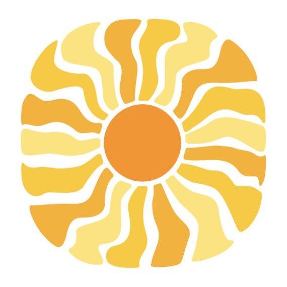 an orange and yellow sun on a white background