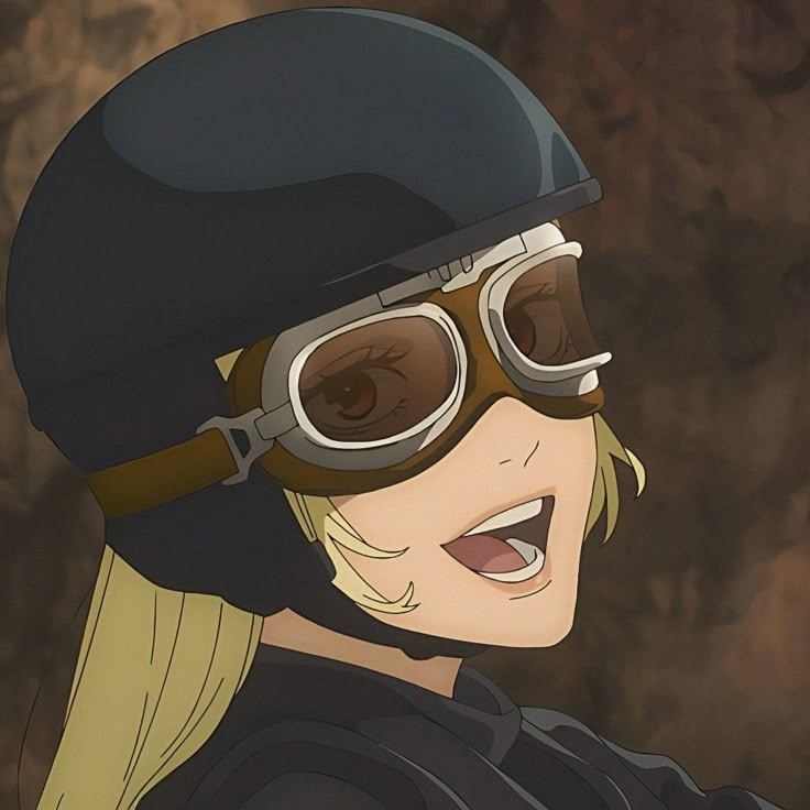 a woman wearing goggles and a helmet with her mouth open in front of the camera