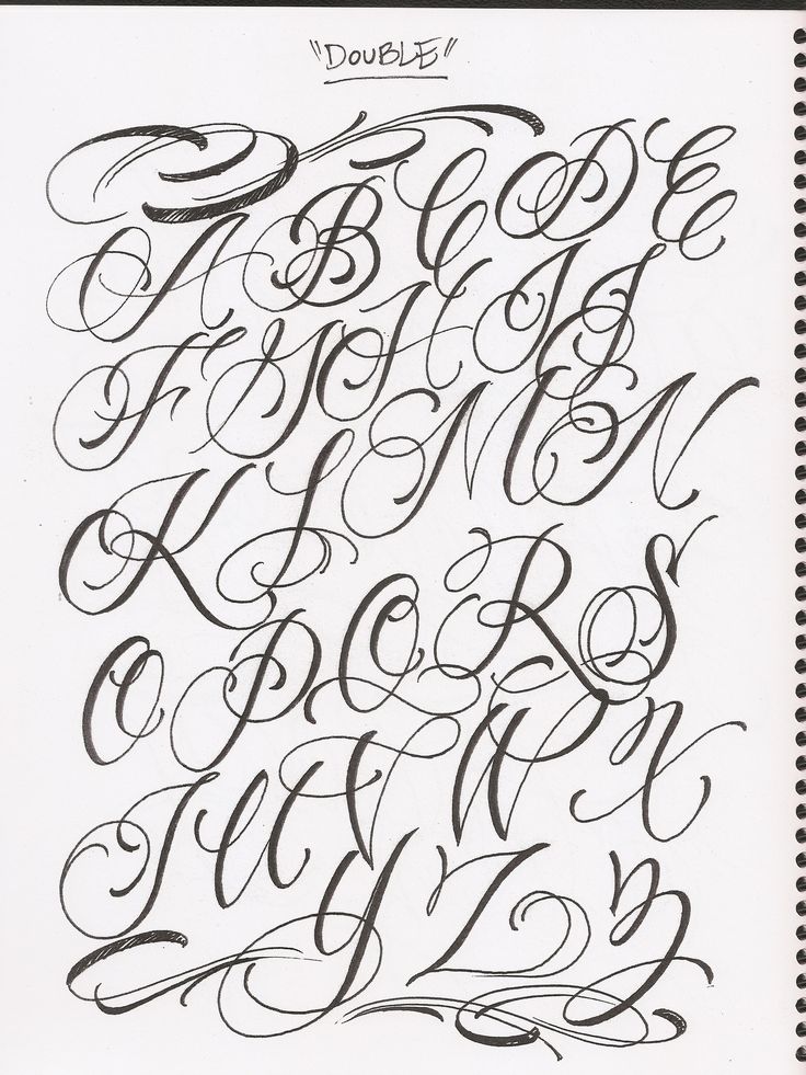 the upper and lowercase letters are all handwritten in cursive writing, with black ink