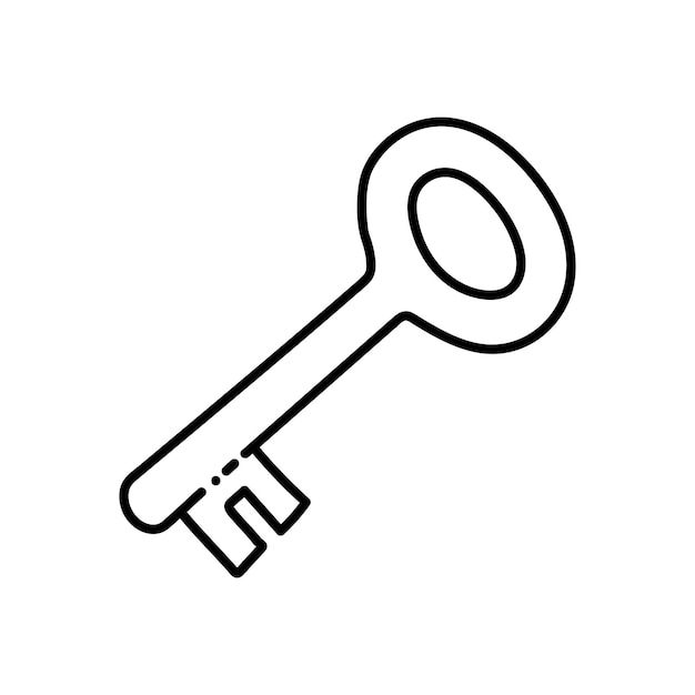 a black and white line drawing of a key