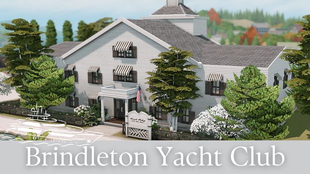 a rendering of a white house with trees around it and the words brindleton yacht club