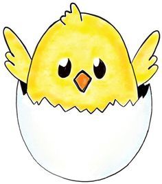 a drawing of a chick in an egg shell