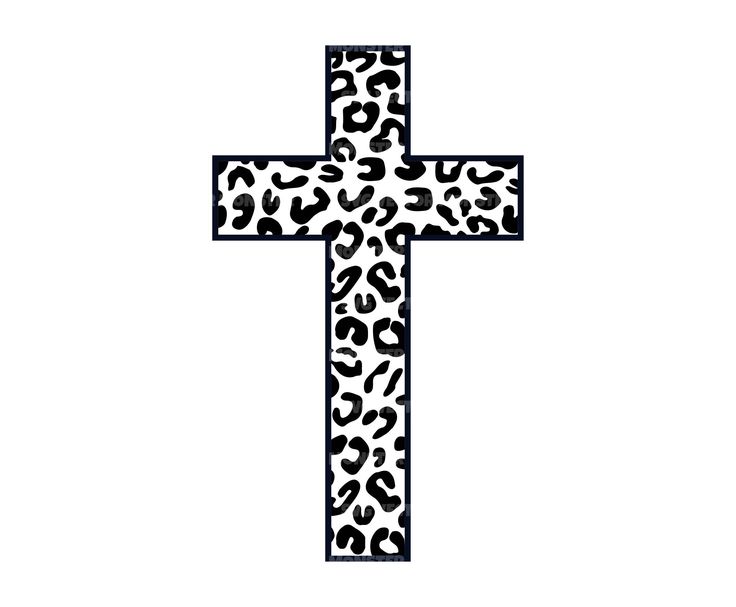 the cross is decorated with black and white leopard print, as well as an animal print pattern