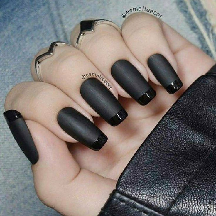 Nail Black, Black Manicure, Matte Black Nails, Organic Nails, Manicure Colors, Black Acrylic Nails, Black Nail Art, Nagel Tips, Black Nail Designs