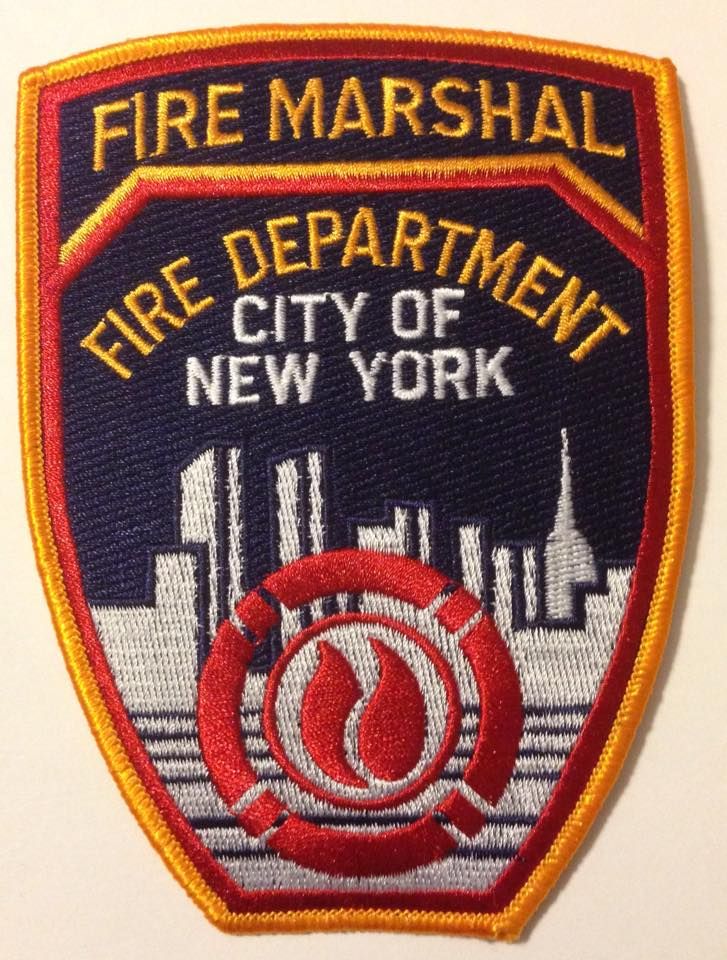 a fire department patch with the words fire marshal, fire department city of new york