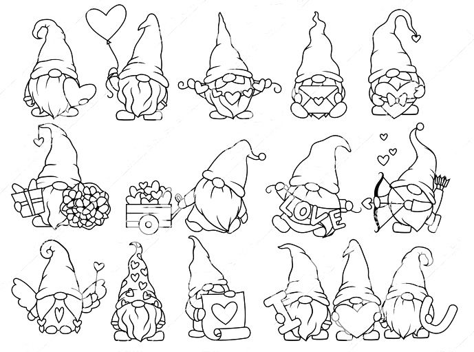 Hearts Svg, Gnome Svg, Gnome Clipart, Nordic Gnomes, Holiday Svg, Diy Gnomes, Gnome Patterns, Gnomes Crafts, Embroidery Fonts