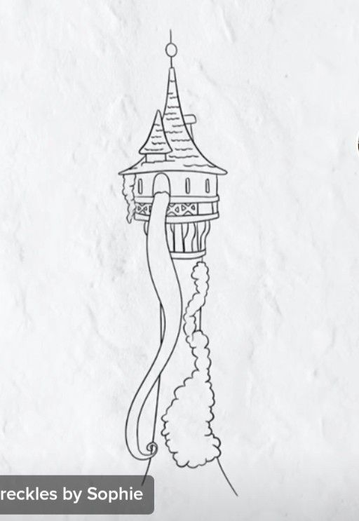 a drawing of a castle on top of a hill