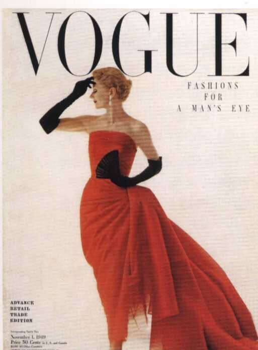 a woman in a red dress is featured on the cover of a fashion magazine,