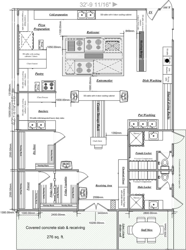 the floor plan for a kitchen and living room