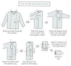 how to fold long - sleeved tops in four easy steps, step by step instructions