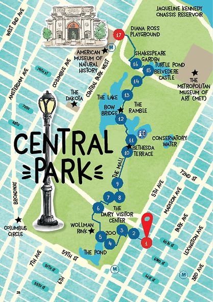 the central park map is shown in black and white