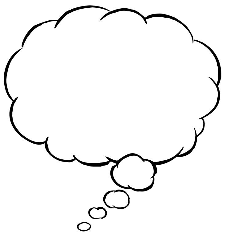 a black and white thought bubble with two bubbles in the shape of an empty cloud