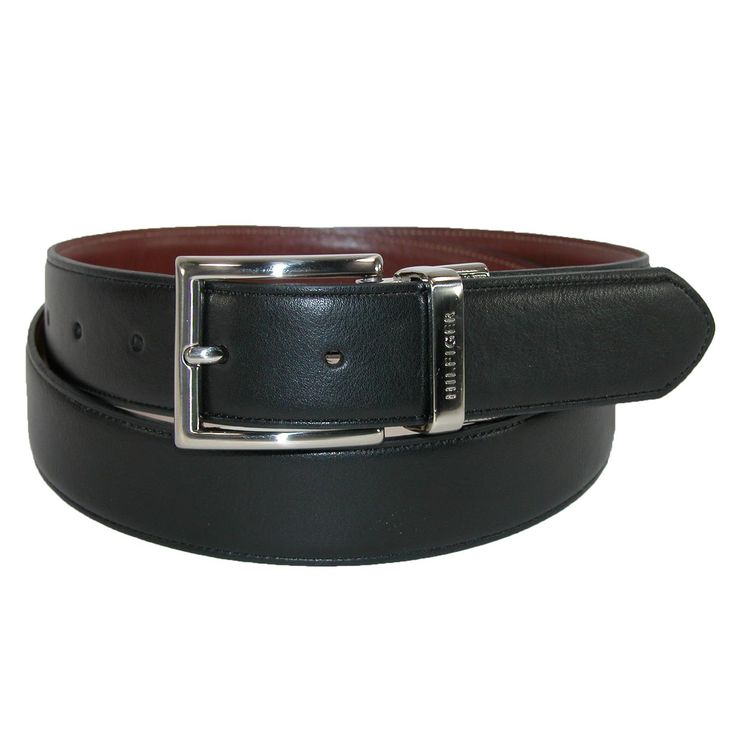 A sharp belt that has single row stitching and feather edges for a dress look. The buckle and keeper are polished nickel, and the plate features the Tommy logo and texture accents. To reverse simply pull up on the buckle and twist. Luxury Men's Belt Buckles For Workwear, Luxury Black Belt With Silver-tone Logo Plaque, Luxury Leather Belts With Silver-tone Hardware, Luxury Men's Semi-formal Belt Buckles, Belt Pack, Tommy Hilfiger Dress, Black Leather Belt With Silver-tone Logo Plaque, Branded Belts, Reversible Belt