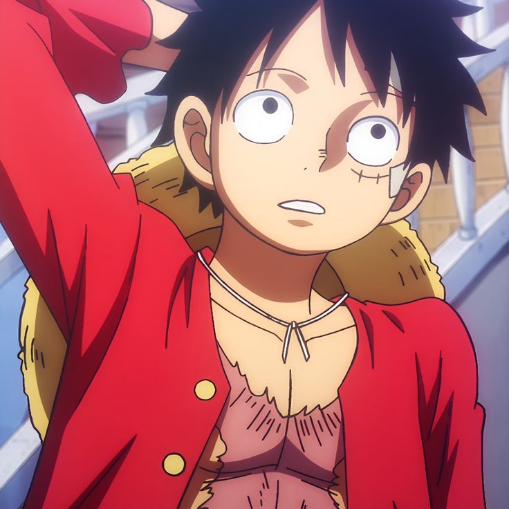 an anime character with black hair wearing a red jacket and holding his hand up to his head