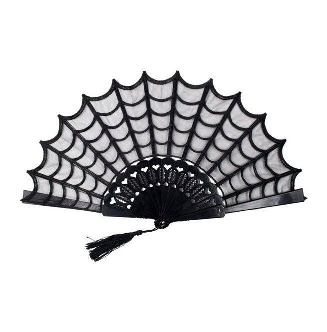 Gothic Fabric, Spiderweb Lace, Mrs Bella, Fabric Hand Fan, Kreepsville 666, Inked Shop, Vintage Wardrobe, Scalloped Edges, Storage Pouch