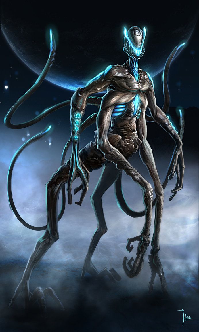 an alien standing in the sky with its legs spread out and hands on his hips