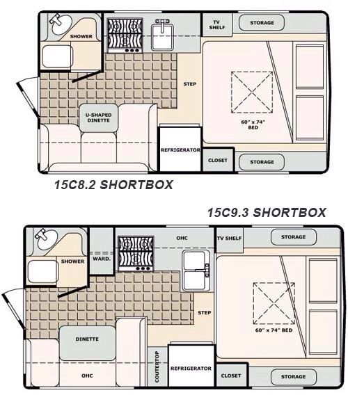 the floor plan for a travel trailer with two separate rooms and one living room in it