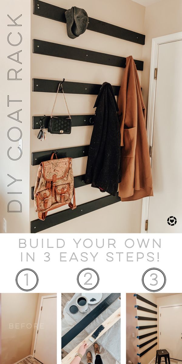 the diy coat rack is made out of wooden planks