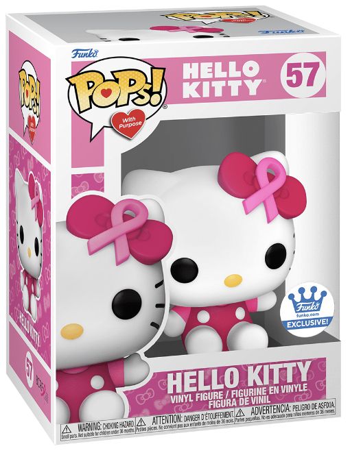 the hello kitty pop vinyl figure is in its pink box and has a bow on it's head