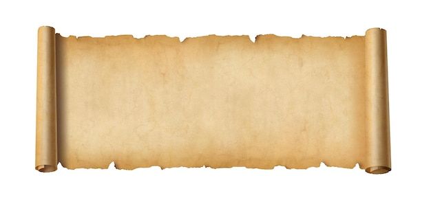 an old paper scroll on white background with clipping path for your text or image