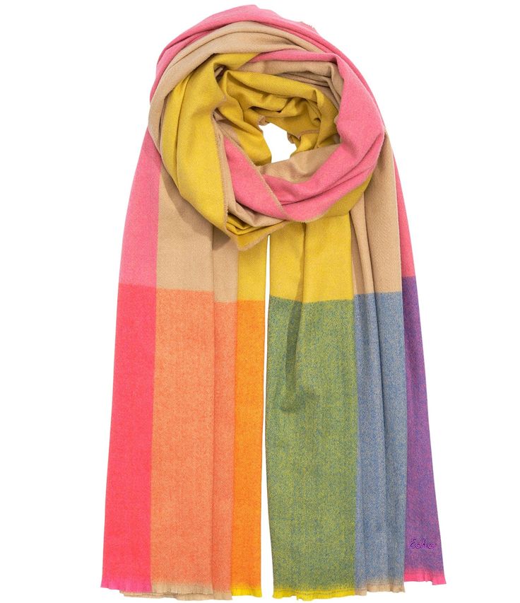 From Echo&#x2C; this scarf wrap features: Colorblock print70% Recycled polyester&#x2C; 30% viscose1/2 Refined self-fringeApprox. 37" W x 86" LHand wash cold&#x2C; dry flat Imported. London Wonders, Library Shop, New Balance Style, The Frye Company, Silk Bandana, Creature Comforts, Blanket Wrap, Knitwear Dress, Nudie Jeans