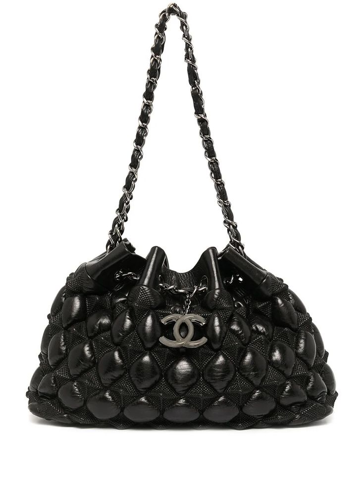 CHANEL Pre-Owned 2009 Metiers d'Art Shoulder Bag - Farfetch Unique Chanel Bag, Chanel Limited Edition Bag, Chanel Cambon Bag, Black Designer Bag, Bag With Charms, Black Chanel Bag, Vintage Chanel Bag, Bag Chanel, Chanel Purse