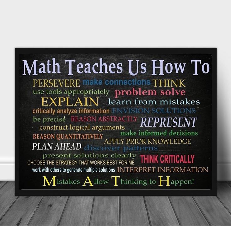 a blackboard with colorful words on it that says, math teaches us how to